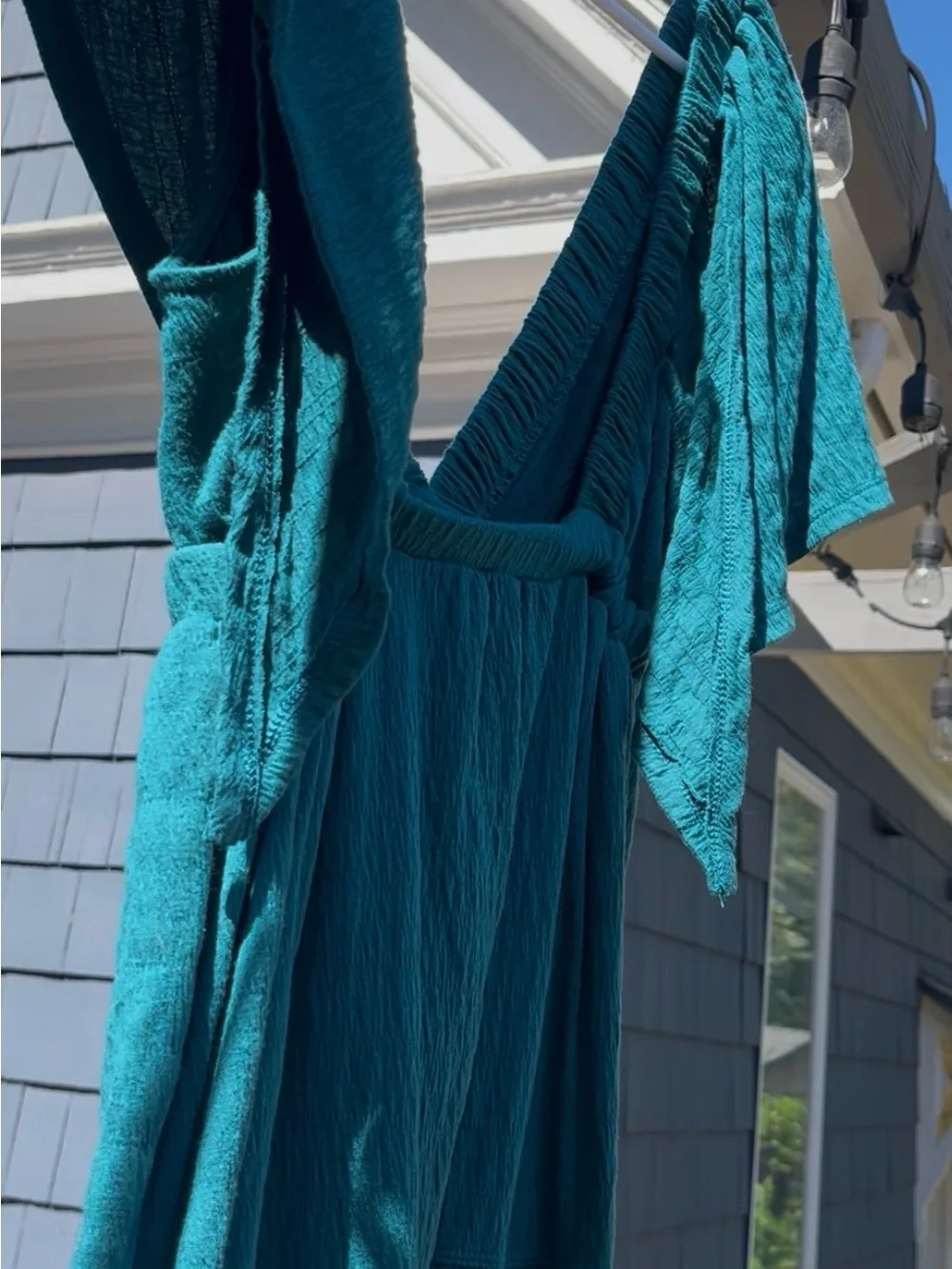 Free People Teal V-Neck Tiered Maxi Dress